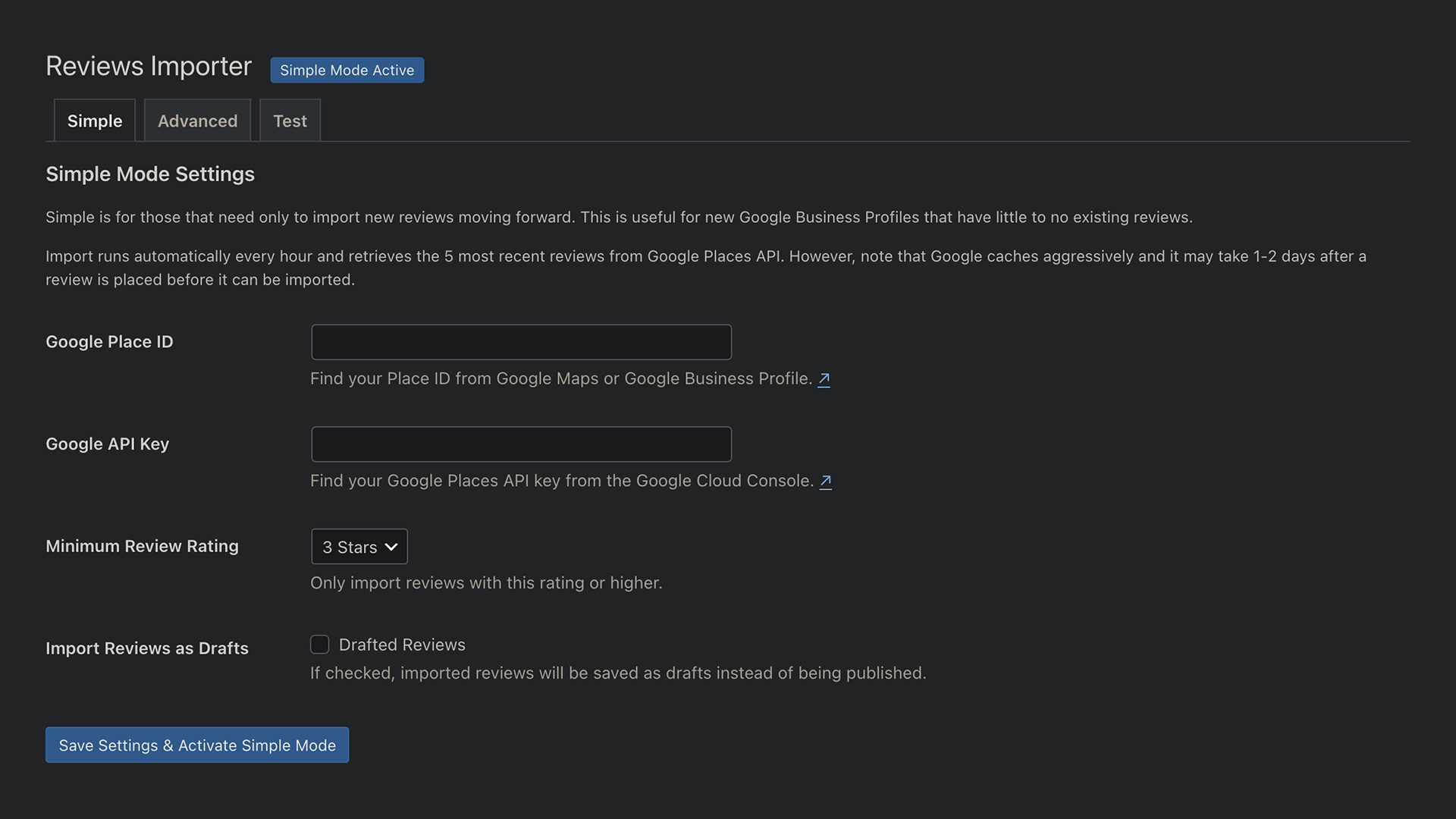 Business Reviews Importer